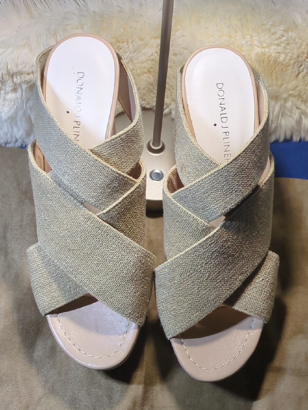 Donald J. Pliner Beige Crossband Slide Mules Now Only $75 NWOT